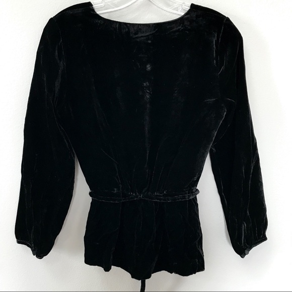 J. Crew Faux Wrap Top Drapey Velvet Black NWT 0 - Picture 5 of 8